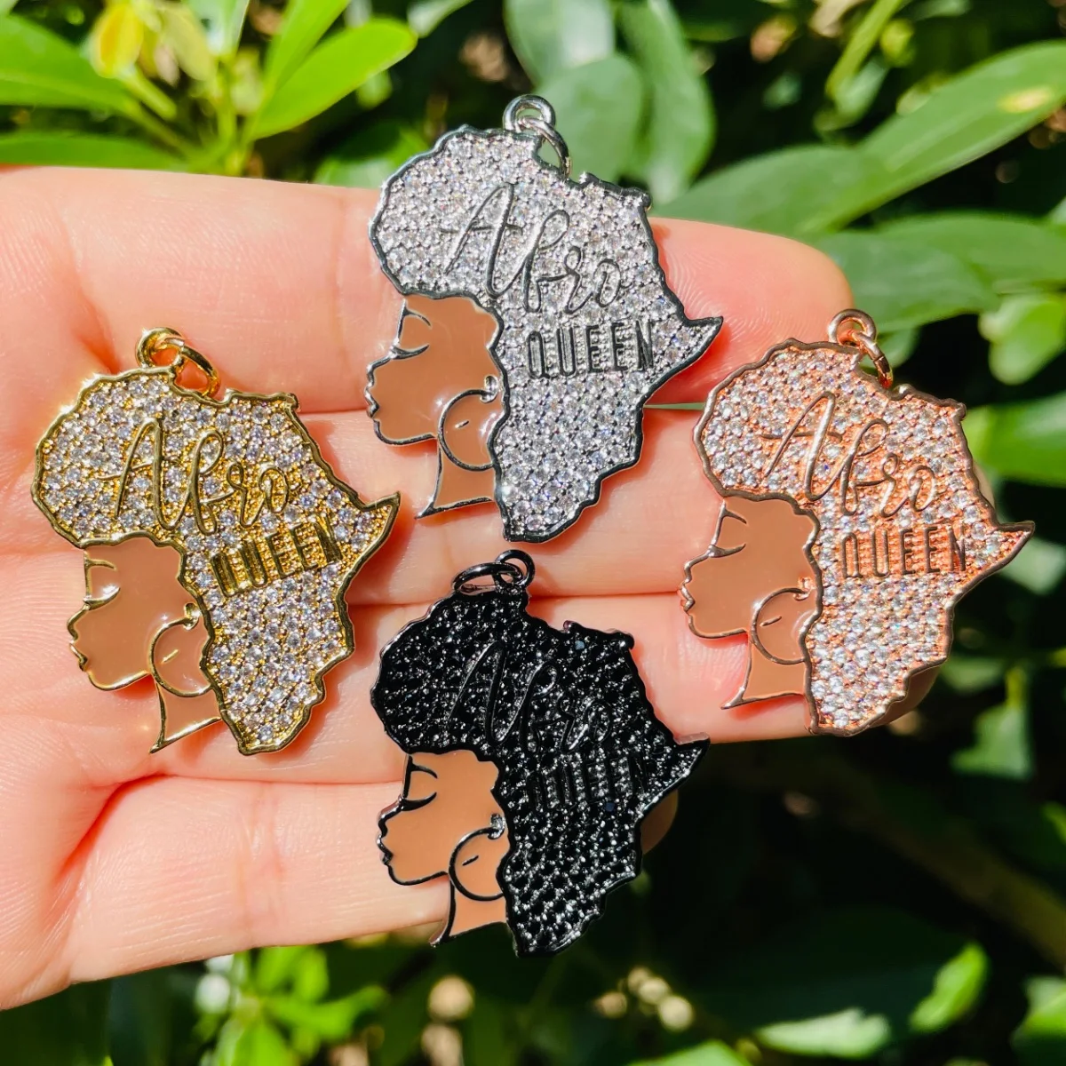 

5pcs Africa Map Afro Queen Charms for Women Bracelet Necklace Making Black Girl Pendants Gold-Plated Handcraft Jewelry Accessory