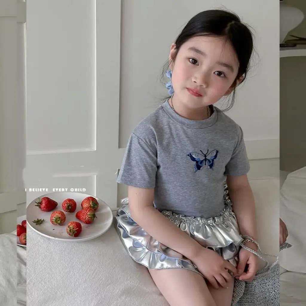 Girls' T-shirt Tutu Skirt Set 2025 Summer Children's Lace Shorts Skirt Two-piece Cake Skirt Cute Fashion Casual Baby Girl