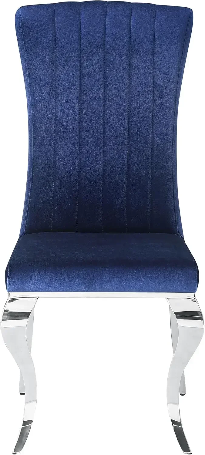 [Best Seller!]Betty Upholstered Side Chairs Ink Blue and Chrome (Set of 4)