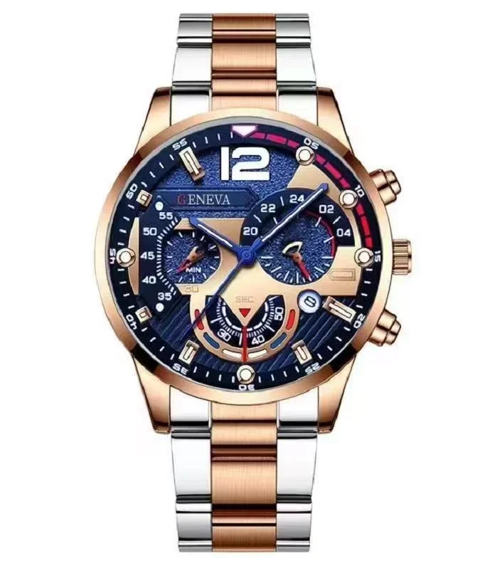 أزياء رجال الأعمال جنيف التقويم ووتش حزام الصلب بالجملة شخصية عبر الحدود 6PCS