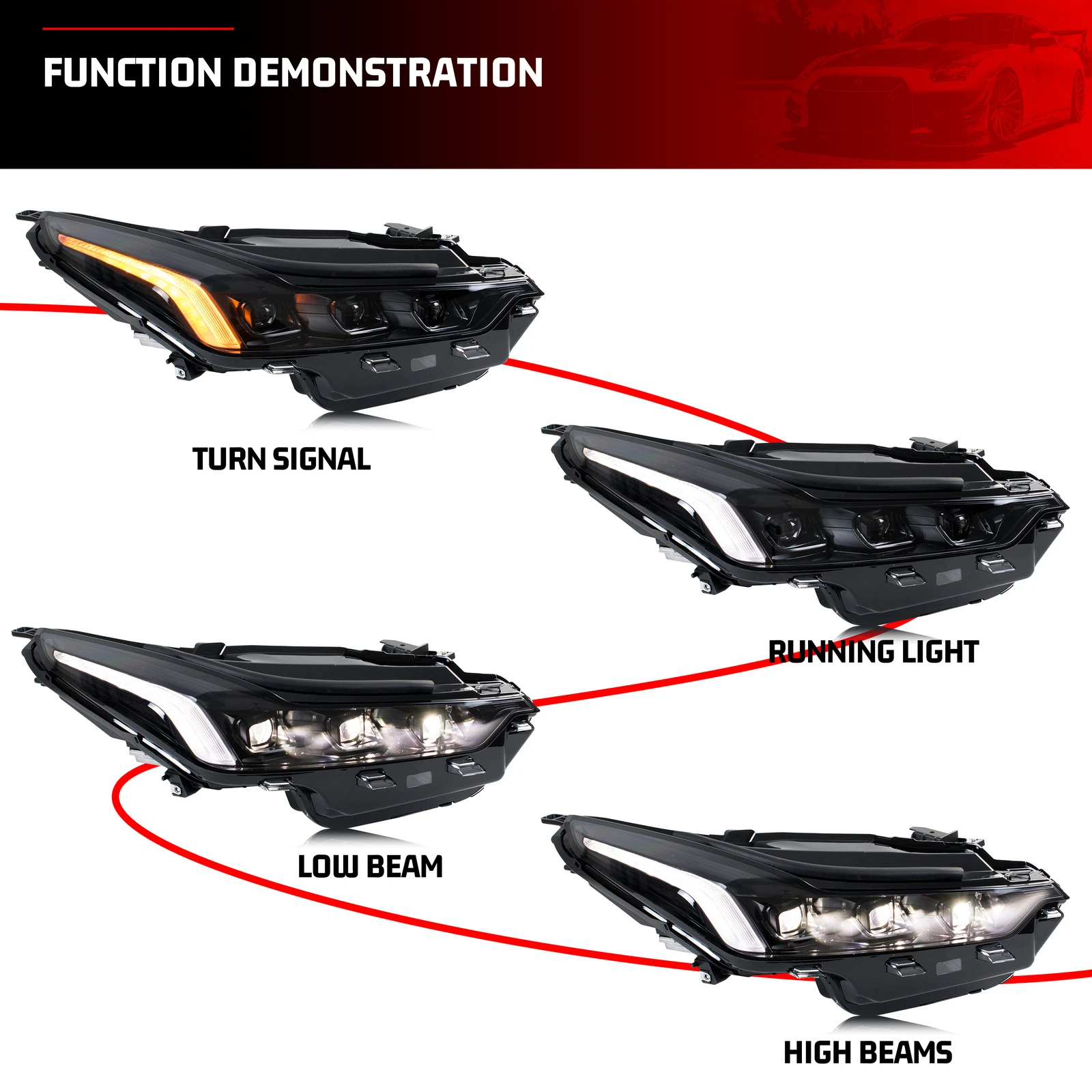 LED Blackout Headlights for Cadillac CT5 CT5-V 2020-2027 DRL Projector Sequential Turn Signal Front Lamps Assembly