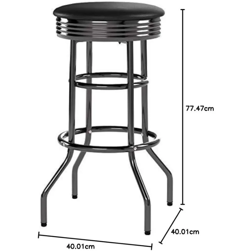 Taburete de Bar giratorio de 30 pulgadas de alta resistencia para mostrador de cocina, garaje o taller, asiento de piel sintética con Base de Metal, paquete de 2