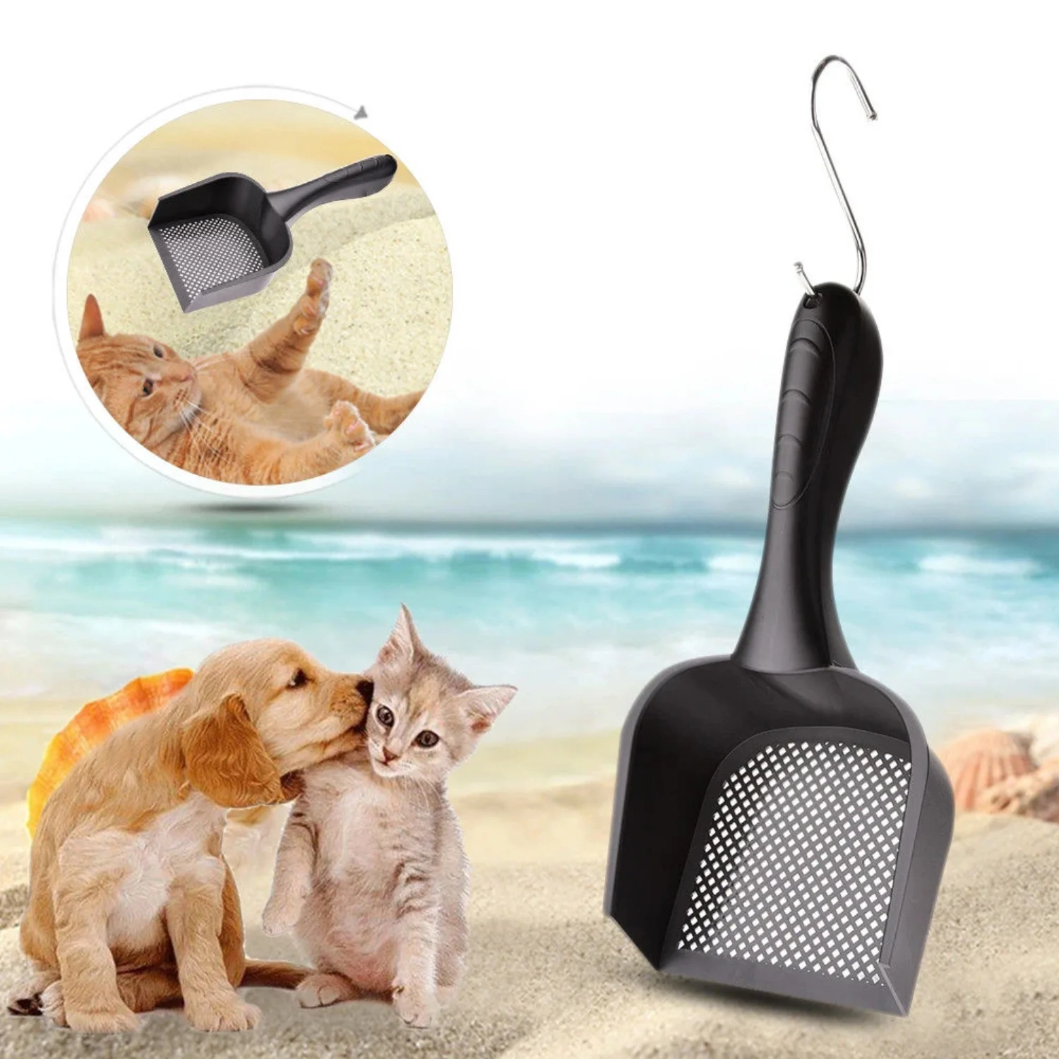 Cat Litter Scoop Pet Cleaning Tool 2.5mm Aperture PVC Cat Litter Shovel Indoor Non-toxic Portable Tray Safe  Kitten Shovel Aseo