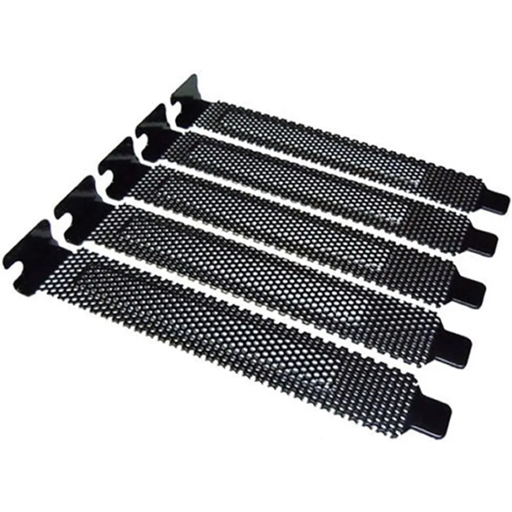 5pcs Black PCI Slot Cover Dust Filter Blanking Plate Hard Steel with Screw