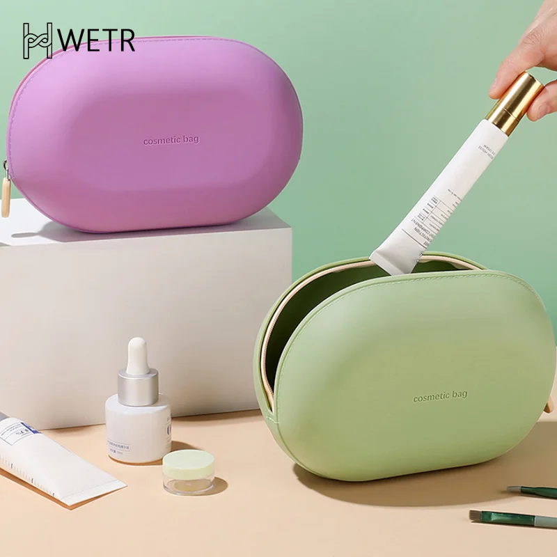 Portable Large Capacity Silicone Cosmetic Bag Waterproof Soft Cosmetic Storage Bag Moisture-proof Wash Bag For Home Travel
