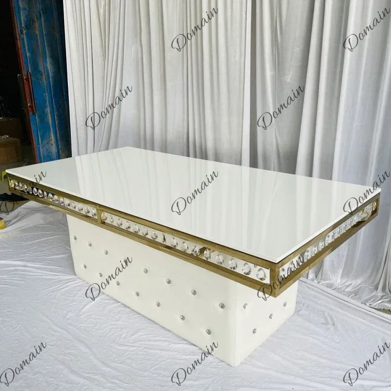 NWU Hotel Crystal Wedding Banquet Table Wedding Main Table Stainless Steel Dining Table D