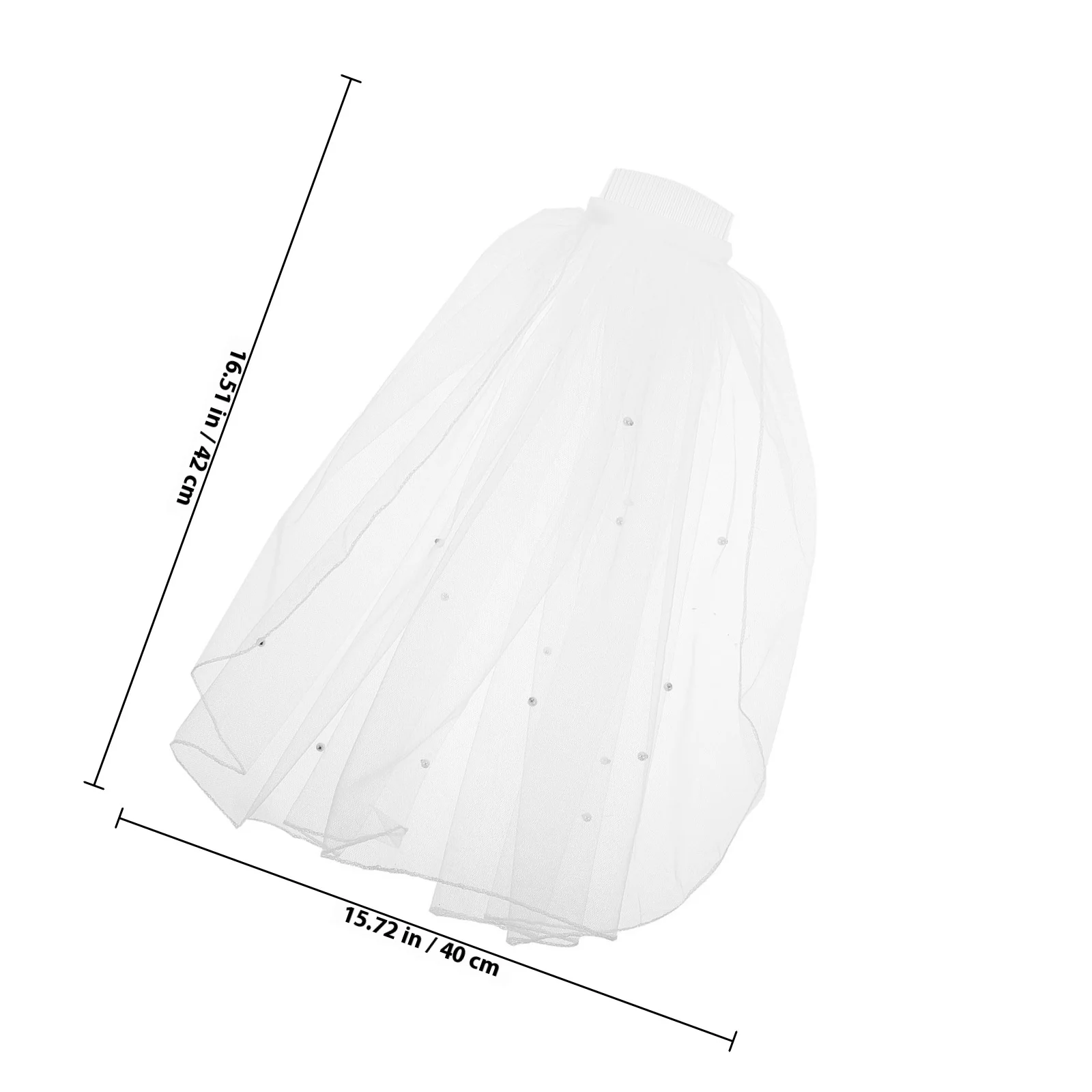 Fermagli per capelli da sposa bianchi Copricapo con bordo di perle Abito da ragazza corto Velo da sposa corto Accessori da sposa Velo per la sposa