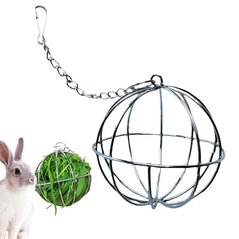 

Bunny Hay Feeder Ball Stainless Steel Hangable Feed Dispenser Grass Rack Ball Pet Supplies For Bunny Hamster Chinchilla Small