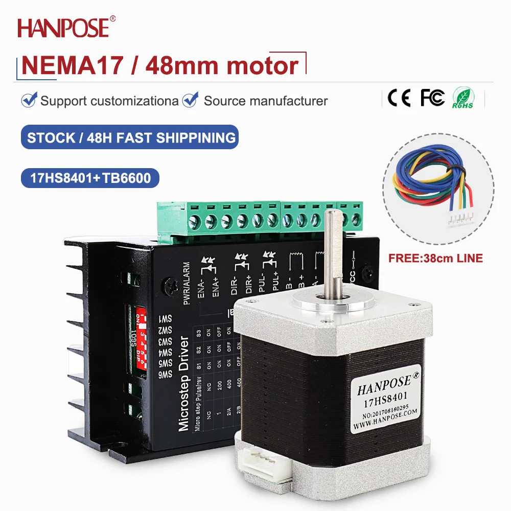 

NEMA17 17HS8401 + TB6600 KIT шаговый двигатель 3,24 В 1,8 А двухфазный четырехпроводной аксессуар для 3D-печати двигатель производитель прямые продажи