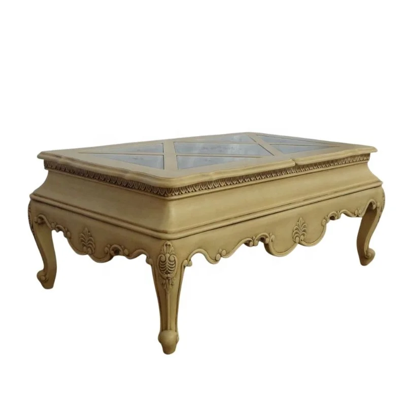 Antique Reproduction Living Room Coffee Table French Style Furniture Tea Table With Drawer Hand Carving Wooden Center Table