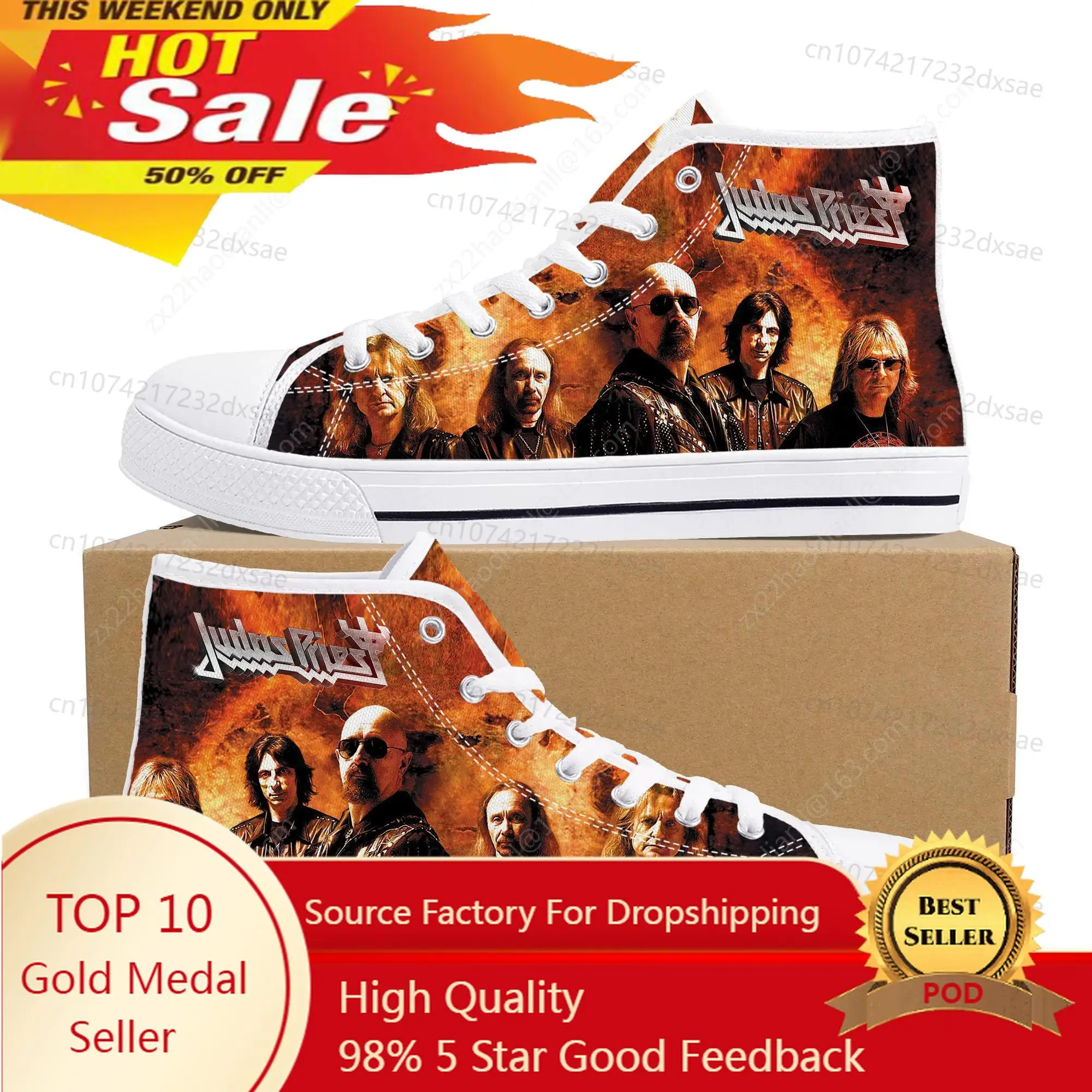 

Judas Priest Heavy Metal Rock Band High Top High Quality Sneakers Men Women Teenager Canvas Sneaker Casual Custom Couple Shoes