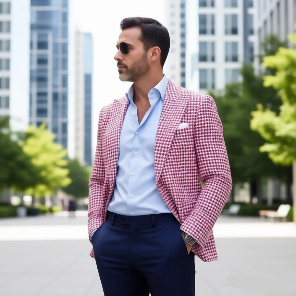 

Мужской приталенный пиджак с узором «елочка», роскошное кашемировое пальто, повседневный дизайнерский смокинг, элегантный деловой костюм