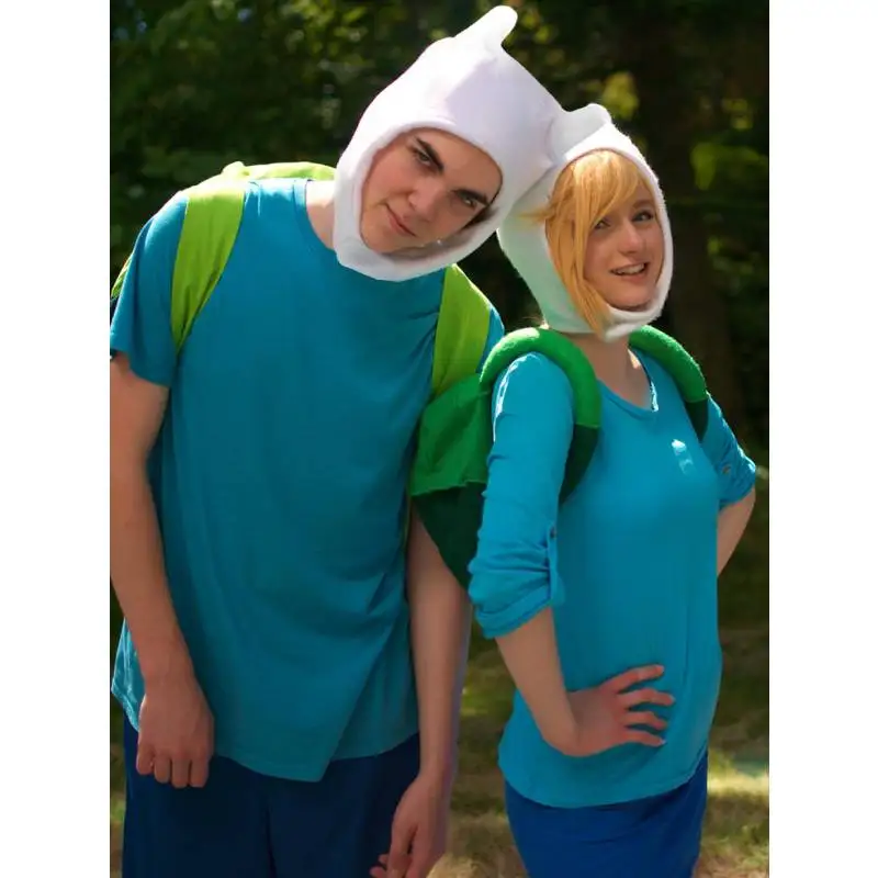 DAZCOS Kids Cute Game Finn Mens Anime Cosplay Hat Backpack White Bunny Ears for Easter Day Costume Halloween Accessory