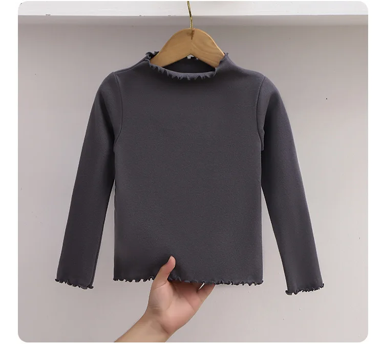 Herbst-Winter Mädchen Warmes Hochkragen-Spitzen-Unterhemd Dehnbar Figurbetont Schulkinder Weiche Hauskleidung Kleinkinder Lässige Kinderkleidung – Detail 10