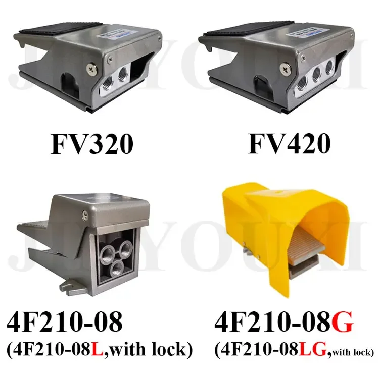 صمام لولبي FV320 FV420 4F210-08GL With Lock Cylinder Control Switch 2 Position 5 Way Air Pneumatic Foot Pedal Reversing Valve الهواء المضغوط — تفصيل 1
