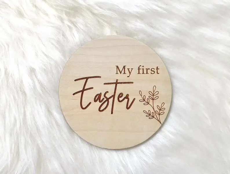 1pcs  my first easter BABY SPECIAL OCCASION DISCS  Wooden First Easter Disc Baby Milestone disc  Easter Gifts For Babies