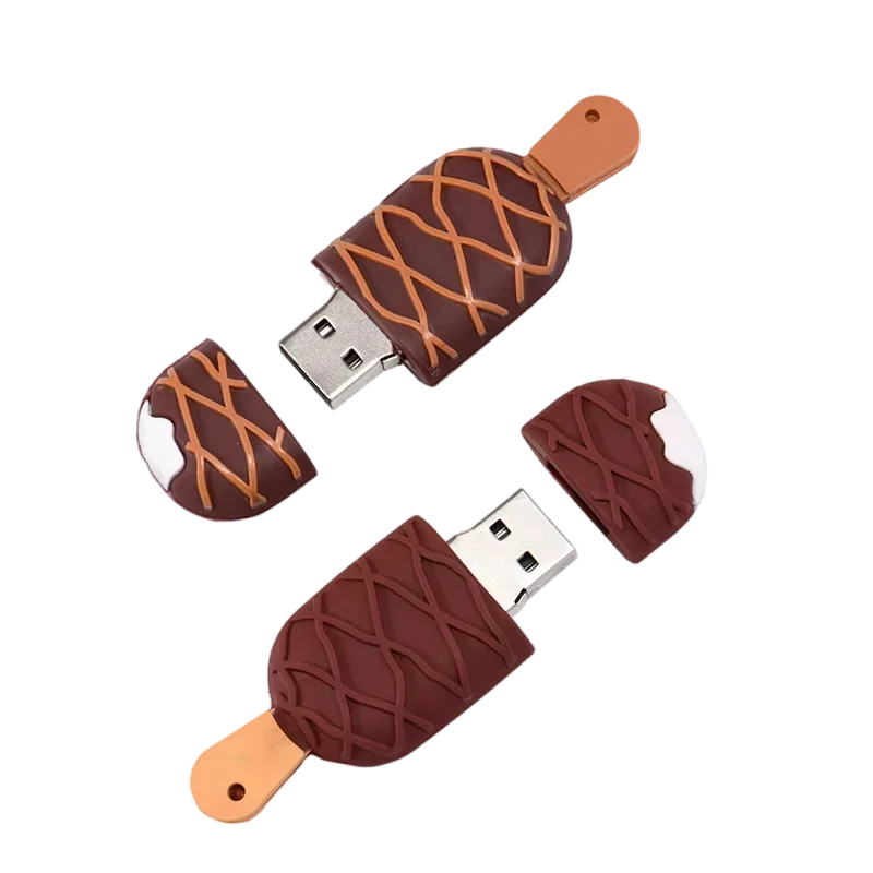 Clé USB 2.0 en forme de crème glacée au chocolat avec dessin animé mignon, clé USB, clé USB, 64 Go, 32 Go, 16 Go, 8 Go, 128 Go, cadeau pour enfant