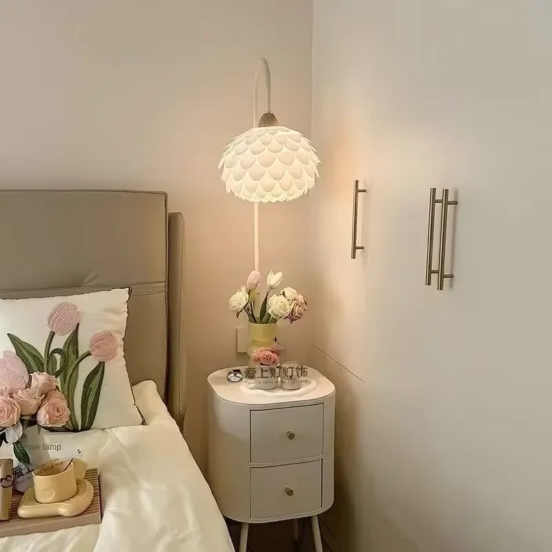 Postmodern Design LED Table Lamp E27 Base Remote Control Adjustable Height Small Size Wooden Material