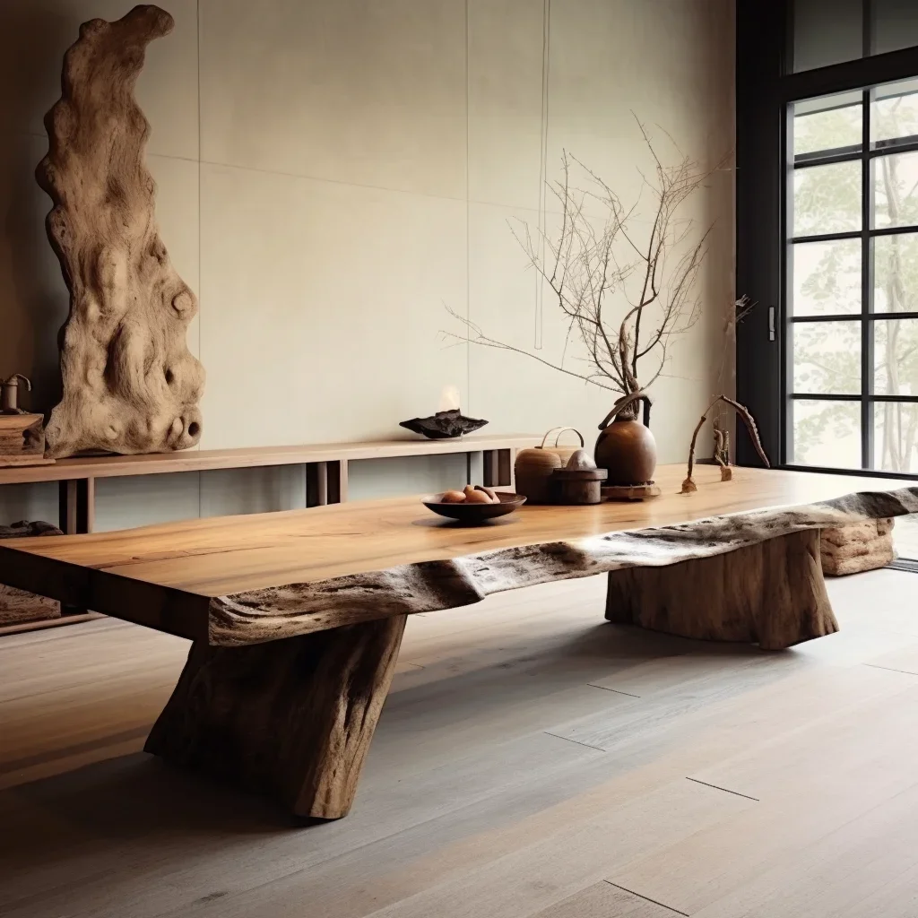Wabi Sansan Solid Wood Board Table Log Chinese Ancient Japanese Sofa Coffee Table Tea Natural Side Long  Old Camphor