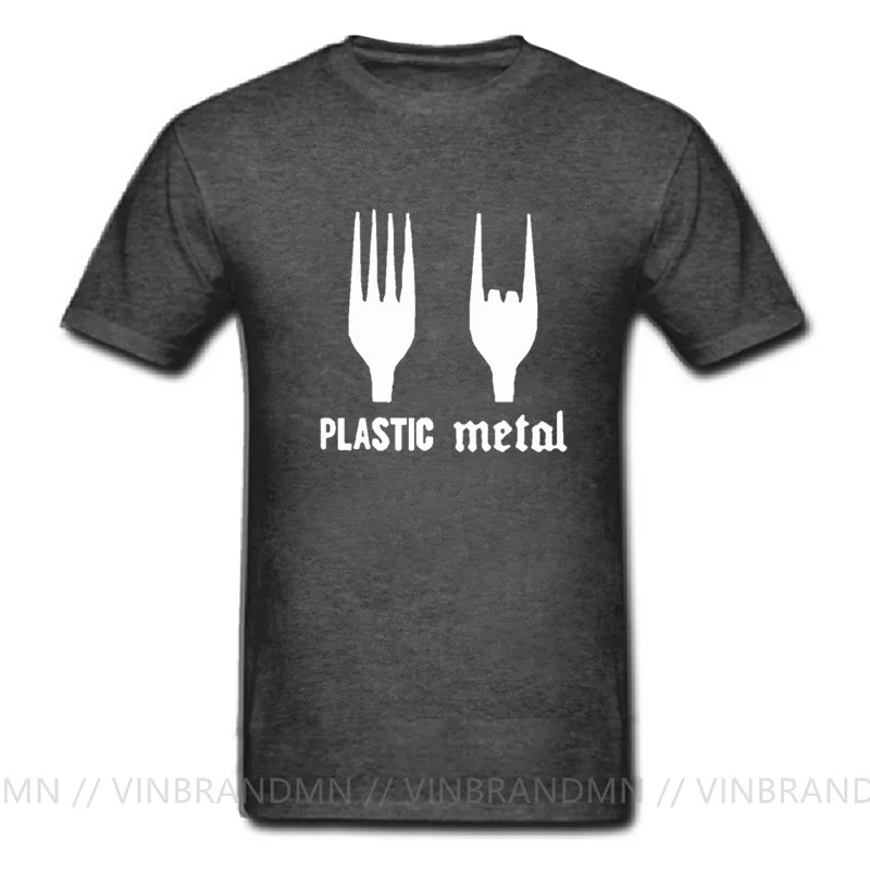 Plastic Heavy Metal Pommes Fork Graphic Printed T-shirt Oversized Harajuku Men's Clothing Vintage T Shirt Rapper Hip Hop Apparel