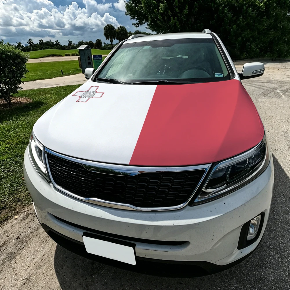 3.8x5.3ft Malta Car Hood Cover Flag Swiss Confederation Car Bonnet Banner Elastic Fabrics Windproof