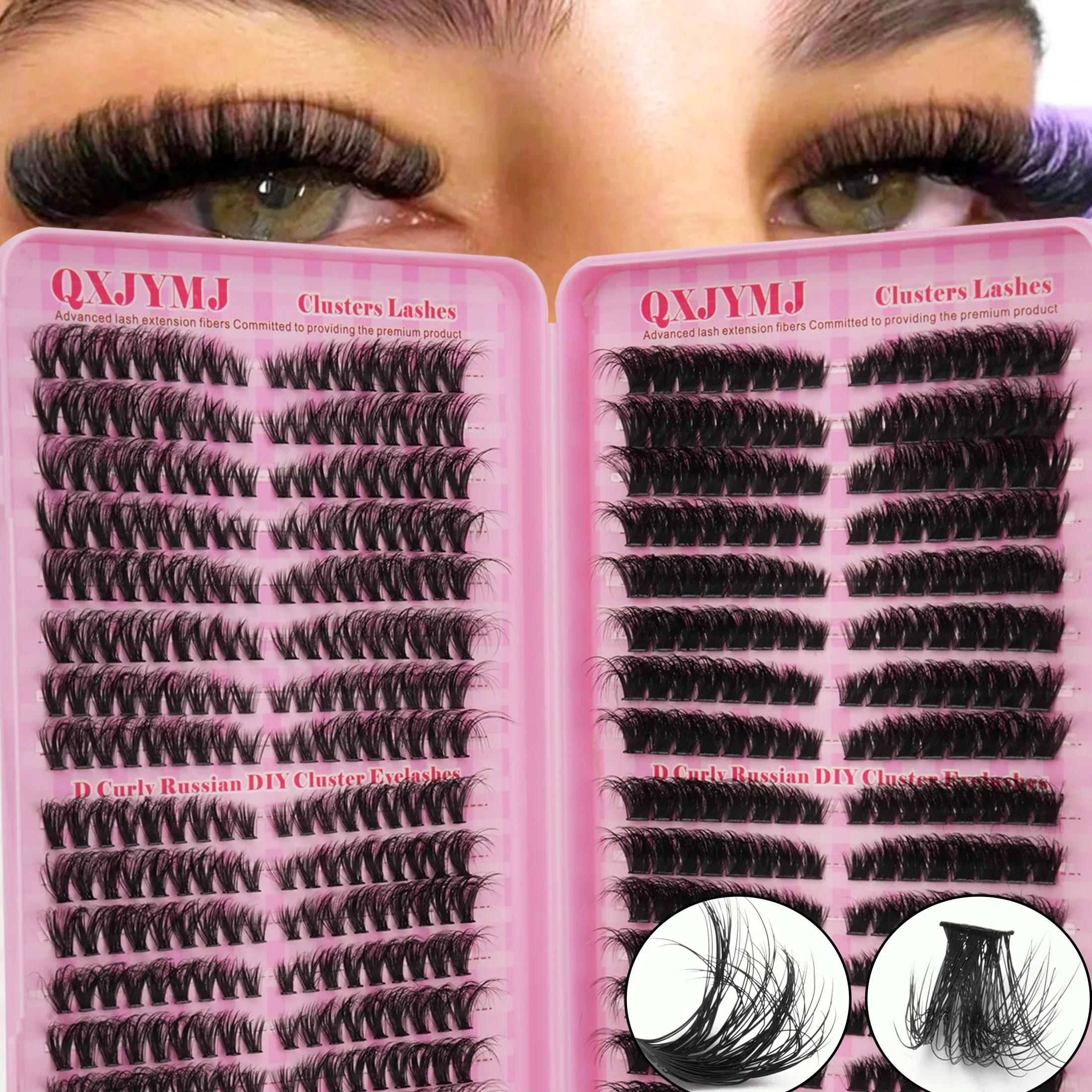 32 Rows D Curly Russian DIY False Eyelashes Fluffy Wispy Individual Extensions for Women Eye Makeup