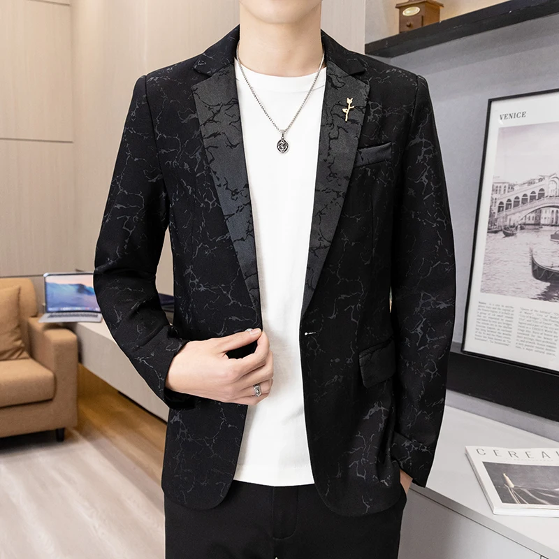 

New Picture Spring and Autumn Stylish and casual Korean-style fashionable and trendy figure-hugging jacquard men's mini suit jac