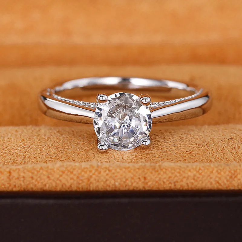 925 فضة 4 مخلب إعداد مكعب حلقات زركونيا اكسسوارات الزفاف الفاخرة للنساء فضية اللون مجوهرات عالية الجودة