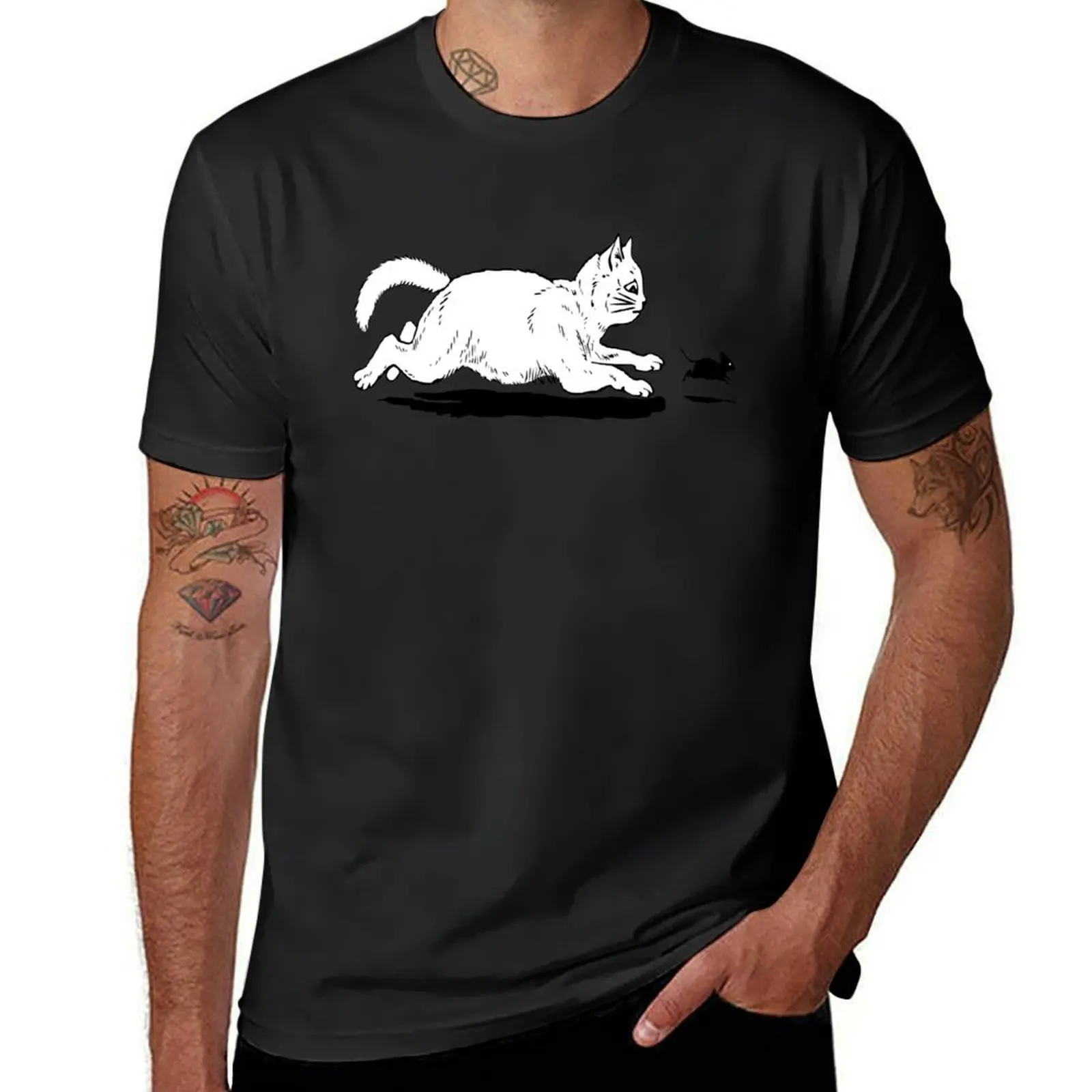 Cat and Mouse Chase T-Shirt quick-drying sublime oversized summer tops t shirt for men