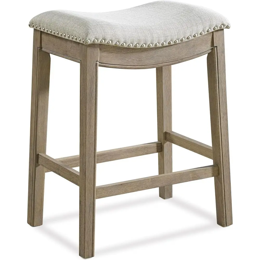 

Барный стул Parker 26 дюймов, кухонный стул с высокой спинкой из переработанного дуба с сиденьем из ткани цвета пепельного серого оттенка