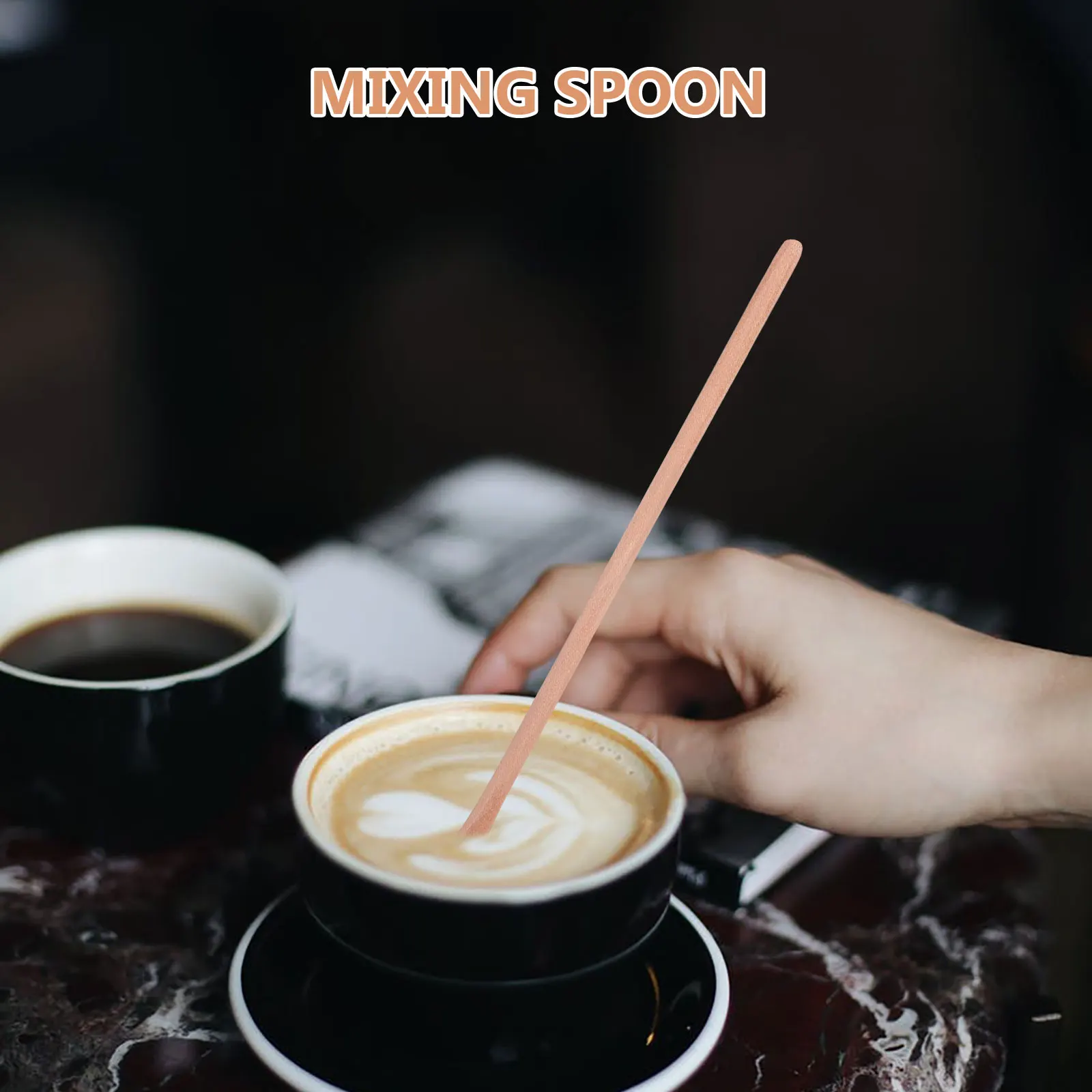 

6 Pcs Long Handle Wooden Mixing Spoon Cake Spoons Coffee Stir Sticks Stirrer Small Stirrers Light Brown Dessert Teaspoon