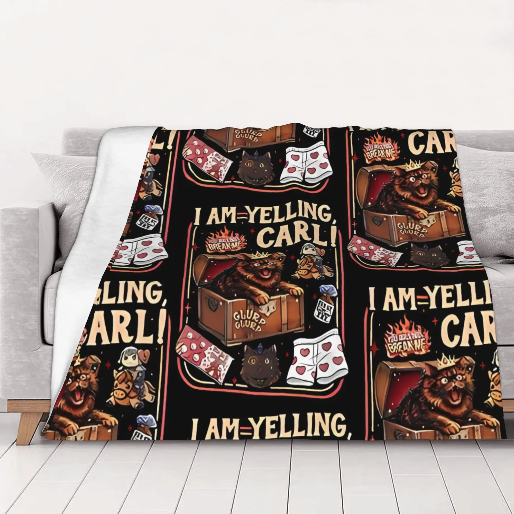 1PC home Cutecore I Am Yelling Carl Dungeon Crawler Carl Blanket Super Cosy Plush Home Living Room Sofa halloween