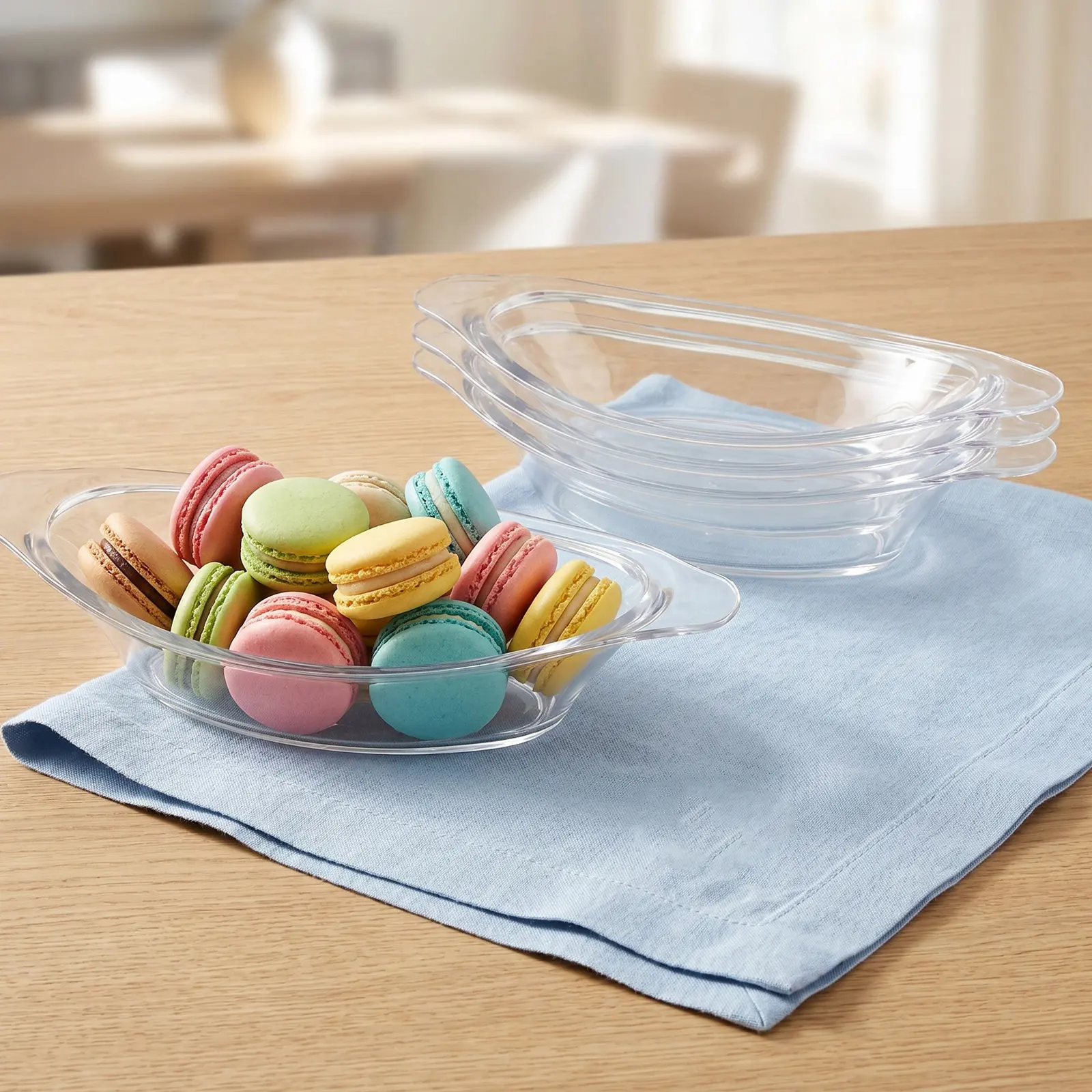 4pcs Clear Plastic Banana Split Bowls Ice Cream Sundae Bowls Snack Dish Dessert Serving Trays Fruits Candy Yogurt Platter view 6