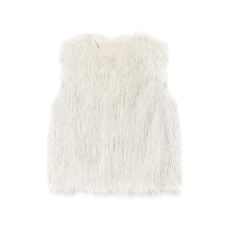 KEYANKETIAN Winter New Women's Round Neck Sleeveless Synthetic Fur Warm Coat Women Vest Casual Short Vest