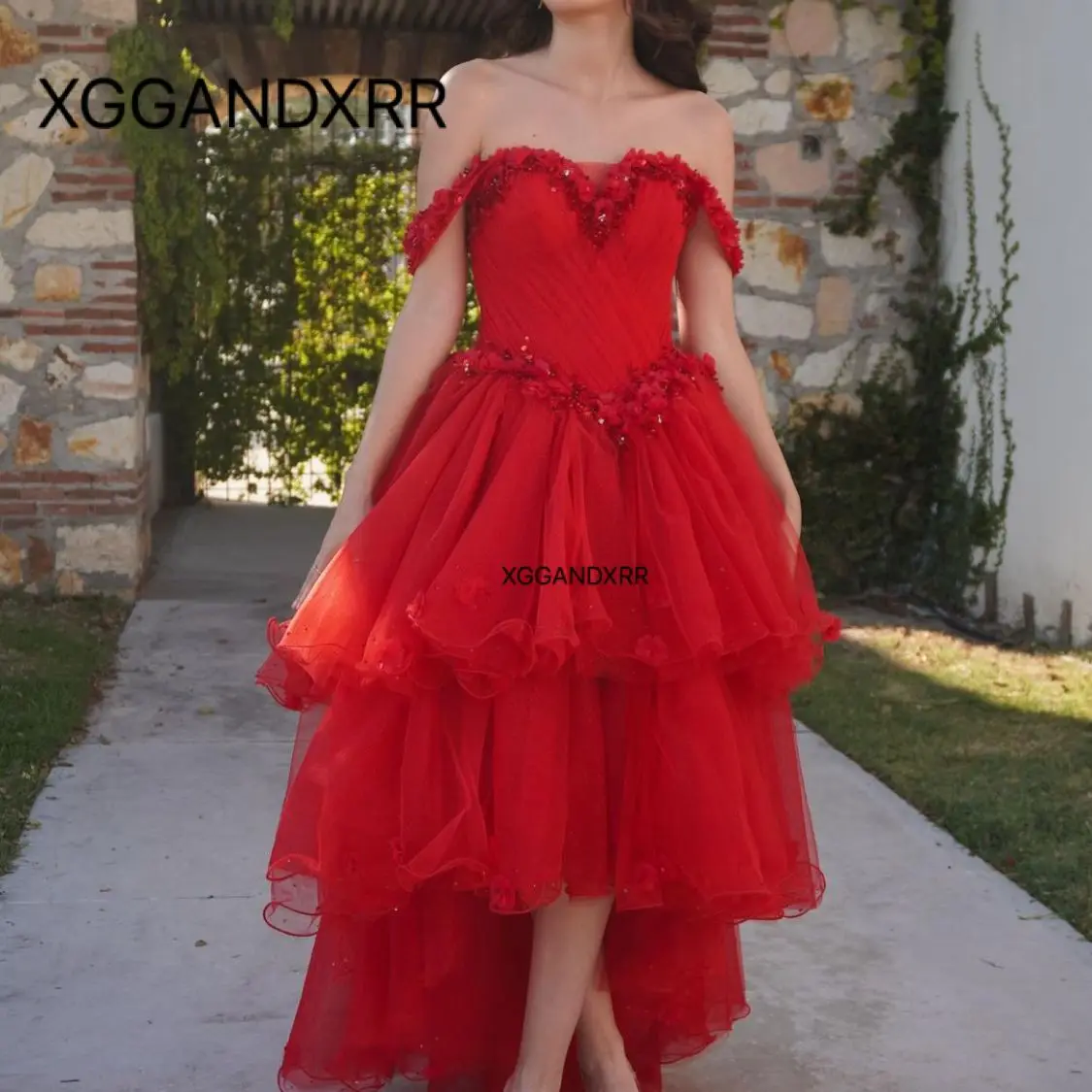 Luxury Red Quinceanera Dress 2024 Vestidos De 15 Princess Sweet 16 XV Birthday Ball Gown Flower Lace Applique Pageant Two In One