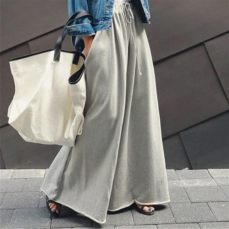 Wide Leg Loose Pants Elastic Waist Long Capri Pants Casual Students Fashion Hoodie Pants Fashion