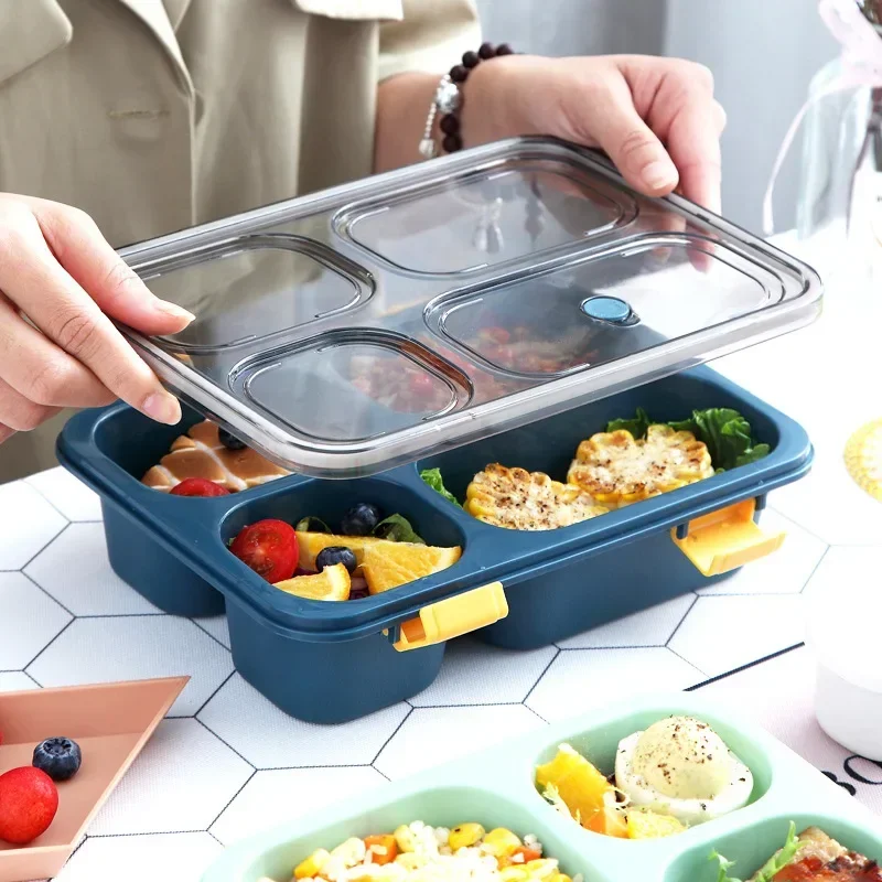 

Bento Box Portable Plastic Divider Soup Bowl Kids Lunchbox Microwavable Safe Office Lunch Box Snack Plate Food Container