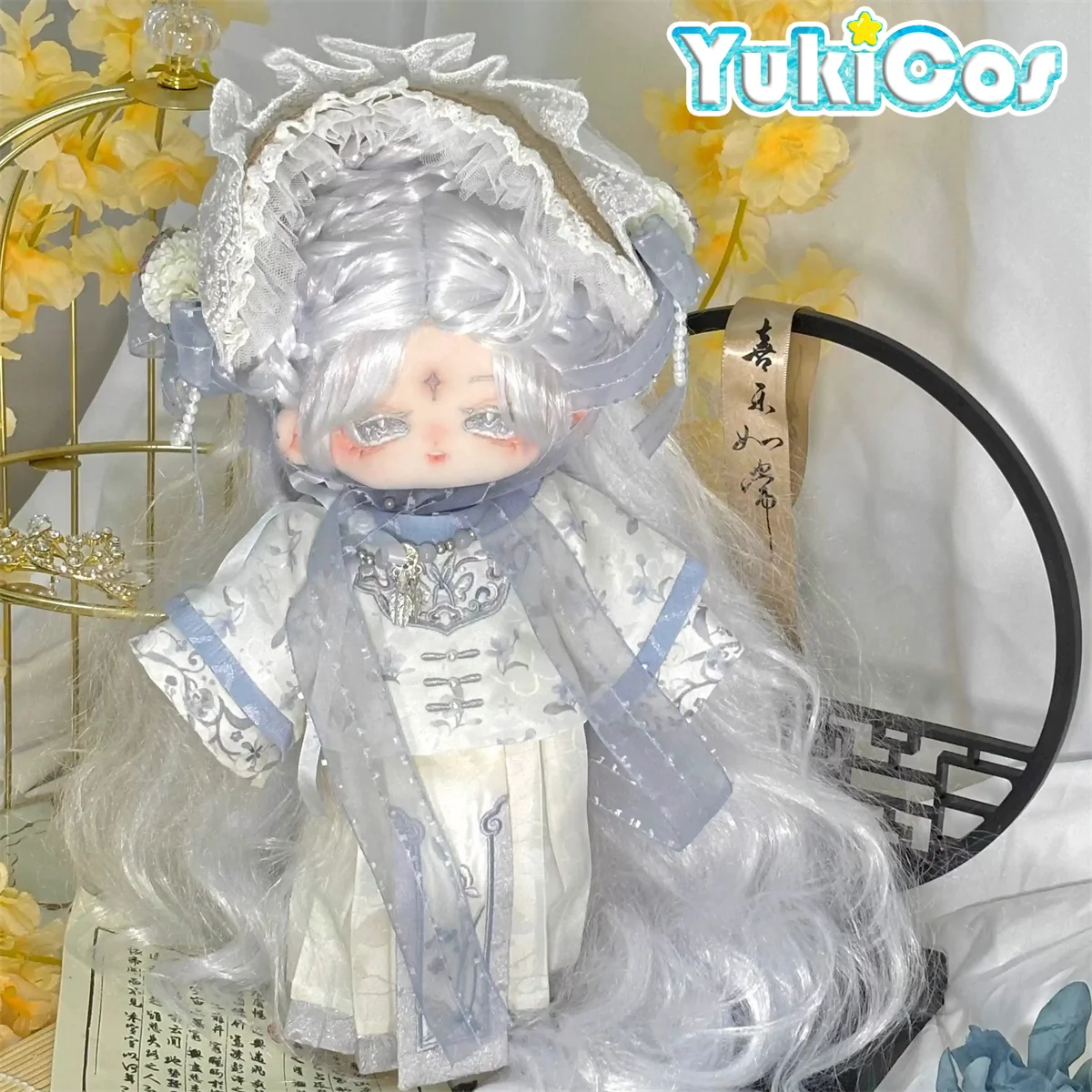 Fata Tea Party Cinese Lolita Hanfu Abito blu Costume antico Peluche ripiene 30 cm Accessori per bambole Vestiti per bambole