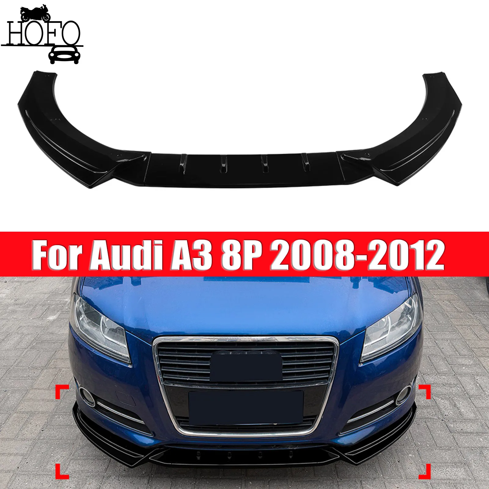 

Car Front Bumper Lower Spoiler Lip For Audi A3 8P 2008-2012