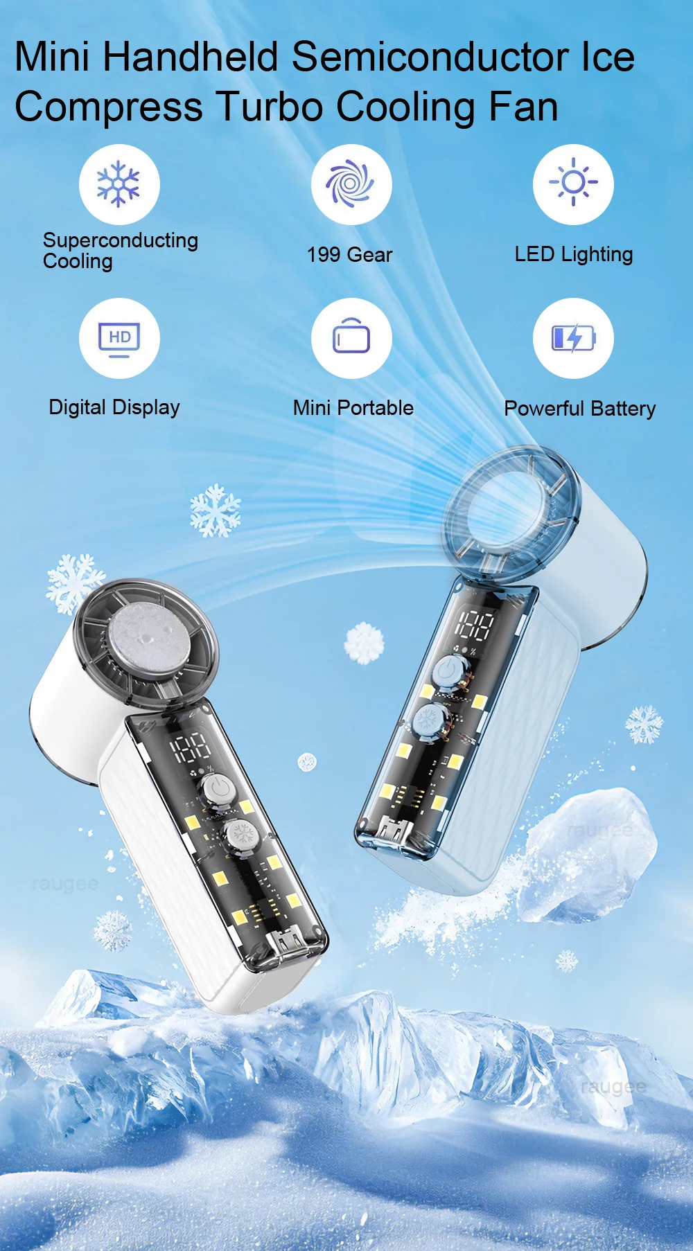 Portable Usb Rechargeable Personal Fan With Led Light Cooling_voghion.com
