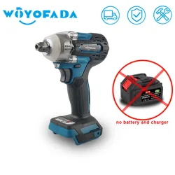 Llave de impacto eléctrica inalámbrica, taladro sin escobillas de 18V y 350Nm, llave de accionamiento cuadrado recargable 1/4, herramienta eléctrica de bricolaje para batería Makita