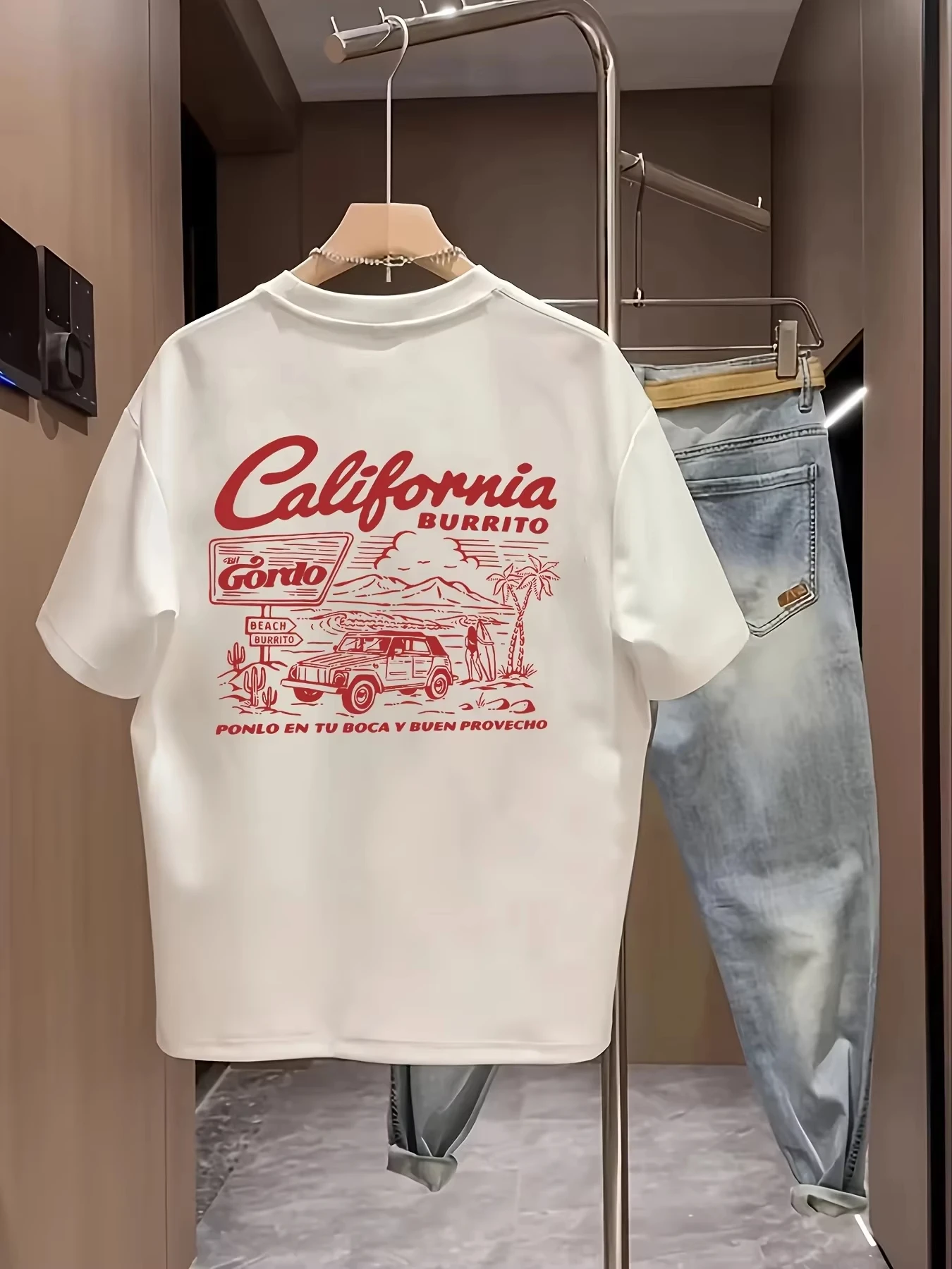 2026 Summer Vintage California Burrito Men's T-shirt Retro West Coast Graphic Short Sleeve Tops for Men and Women