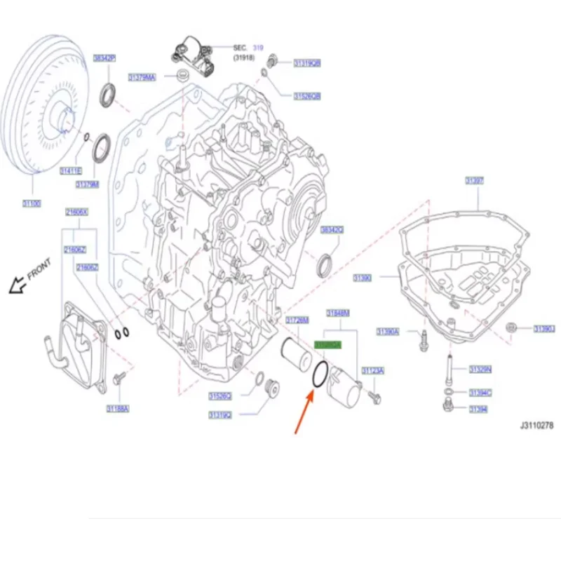 For NISSAN TIIDA ALTIMA SUNNY  O-ring Seal for CVT Transmission  Transmission Paper Filter Element Rubber Ring