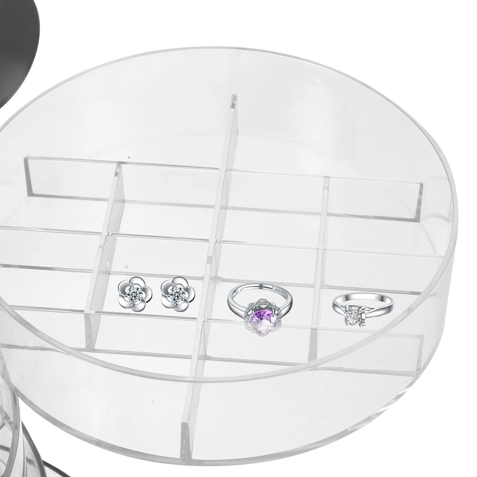 

Rabbit Jewelry Box 4 Layers Transparent Storage Organizer for Lipstick Earrings Necklace Rings Cosmetics Desktop Holder Small