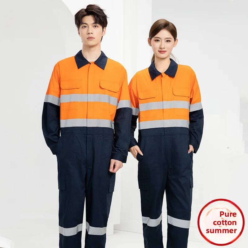 men's-work-clothes-pure-cotton-one-piece-work-clothes-summer-reflective-machine-repair-welder-labor-protection-clothing