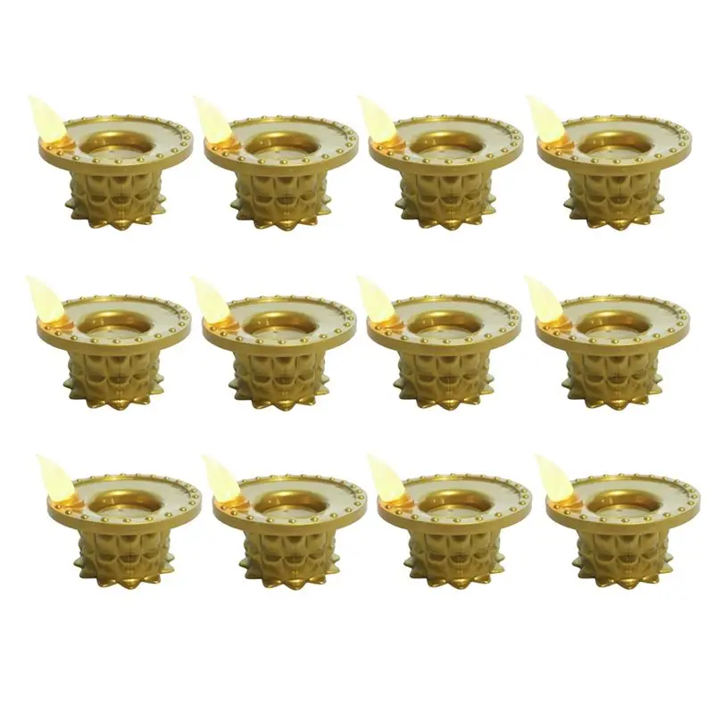 

Простой в использовании водонепроницаемый светодиодный датчик датчика воды Diwali Diya Light, 12 шт. беспламенные масляные лампы, лампа для чая Lotus для Холи