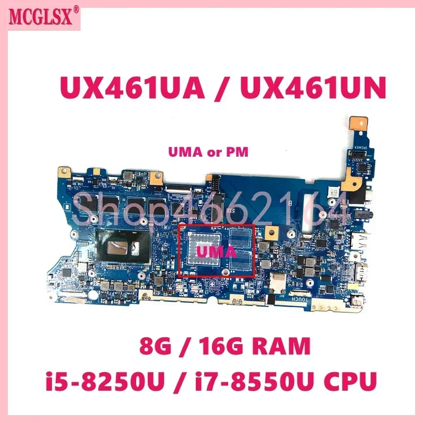 UX461UA With i5-8250U/i7-8550U CPU 4GB/8GB/16GB-RAM Mainboard For Asus Zenbook Flip 14 UX461U UX461UA UX461UN Laptop Motherboard