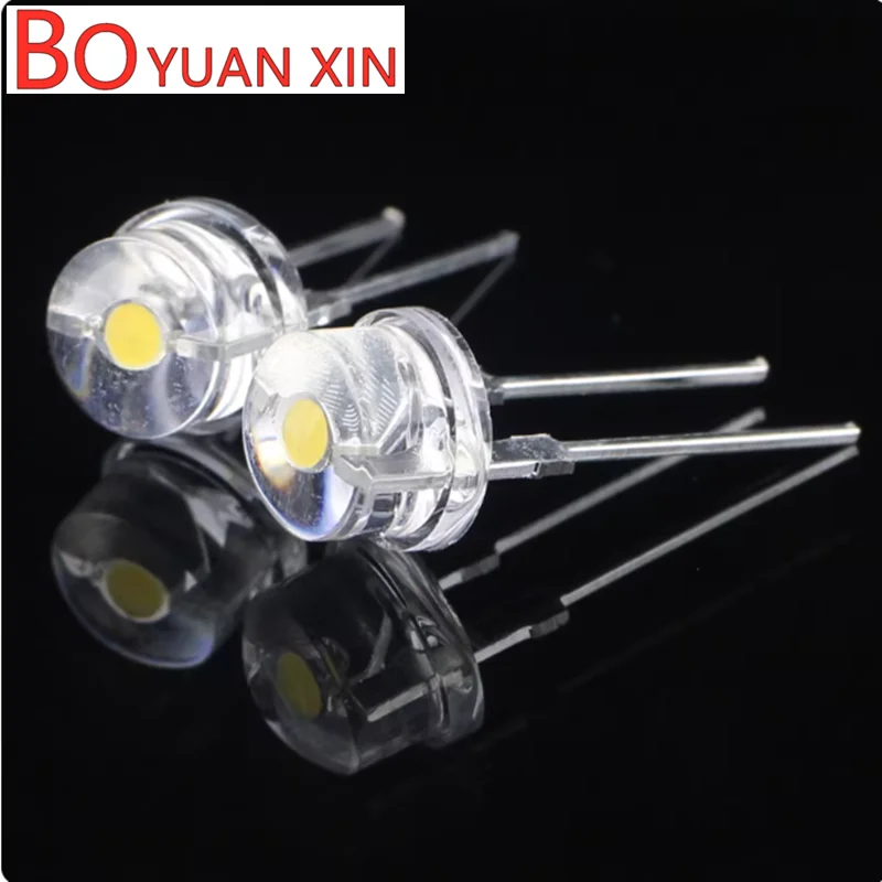 50pcs 0.5W F8 Straw Hat White Light Red Blue Green Yellow LED Diode Low Decay Ultra-High Brightness Lighting Flashlight 8mm