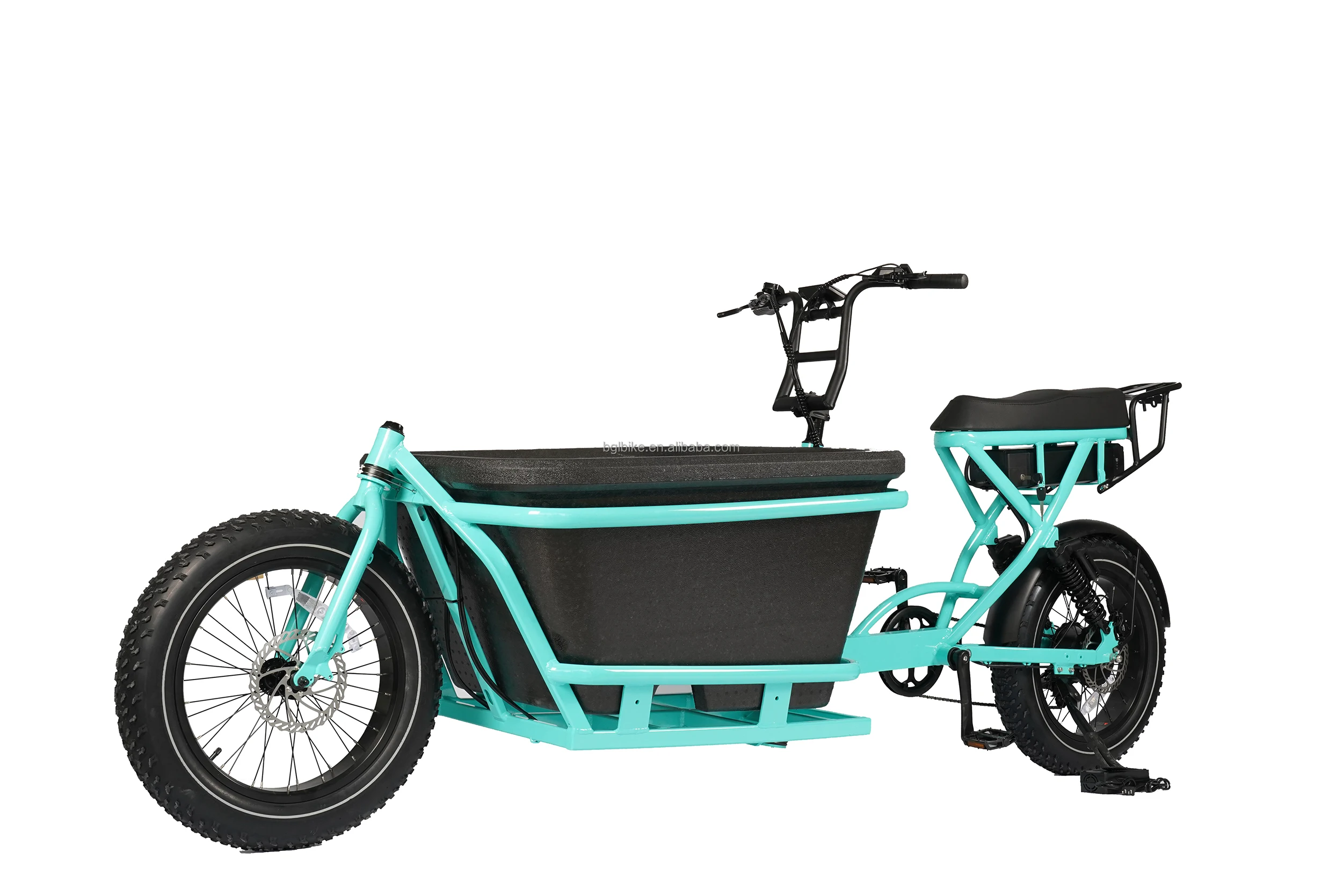 Three Wheels Tricycle Electric Cargo Bike 48V 250W Fat Tire 7-speeds LED Colorful Display