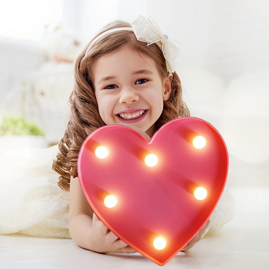 decorative wall lighting bedside lamp Red Pink heart led lamp 3D children night light girls gifts Bedroom decoration lighting